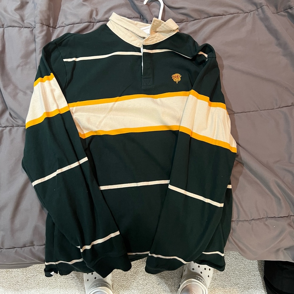 vans rugby shirt long sleeve with flower on chest